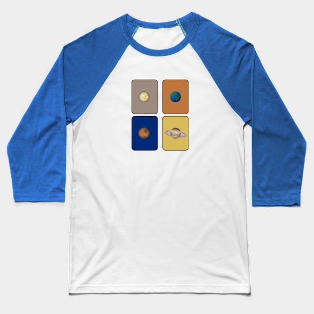 Venus Earth Mars Saturn Baseball T-Shirt by MissMorty2